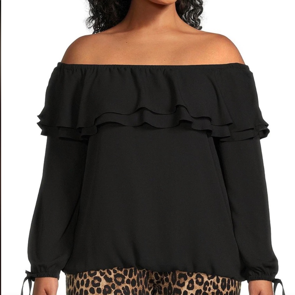 Micheal Kors Plus Size Ruffle Off-The-Shoulder Top